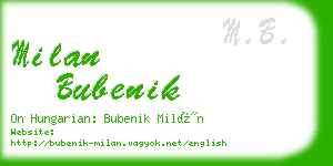 milan bubenik business card